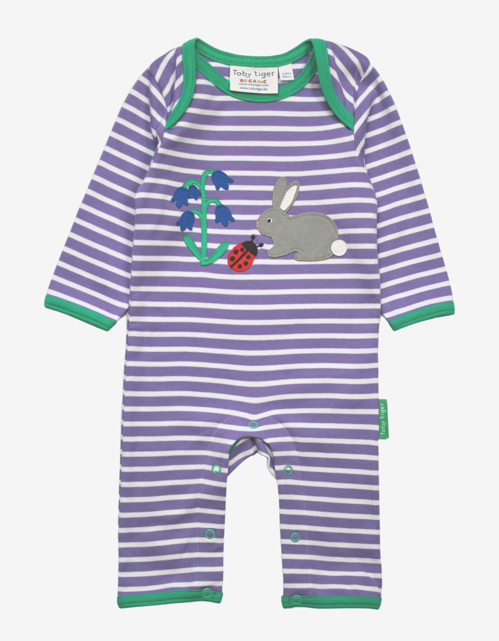 Organic Spring Applique Sleepsuit - Toby Tiger UK Retail