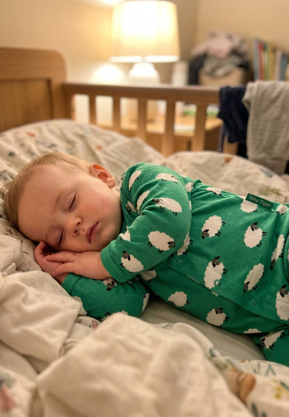 Organic Sheep Print Sleepsuit