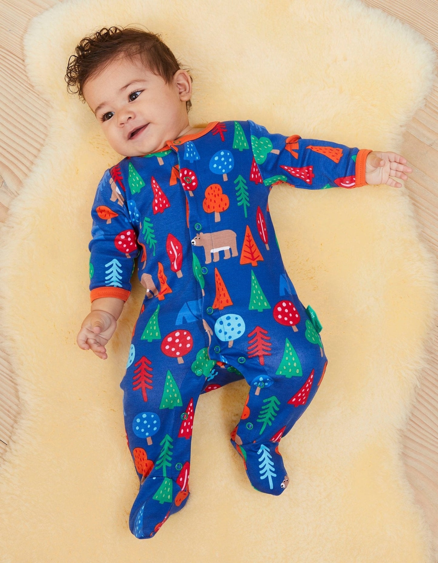 Organic Camping Bear Print Babygrow
