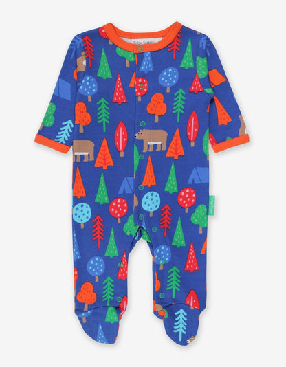 Organic Camping Bear Print Babygrow