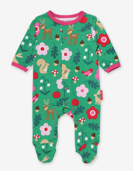 Organic Forest Adventure Print Babygrow - Toby Tiger