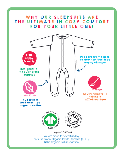 Organic Pear Print Babygrow - Toby Tiger UK Retail