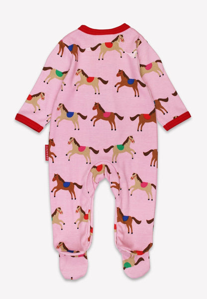 Organic Pink Horse and Pony Print Sleepsuit - Toby Tiger