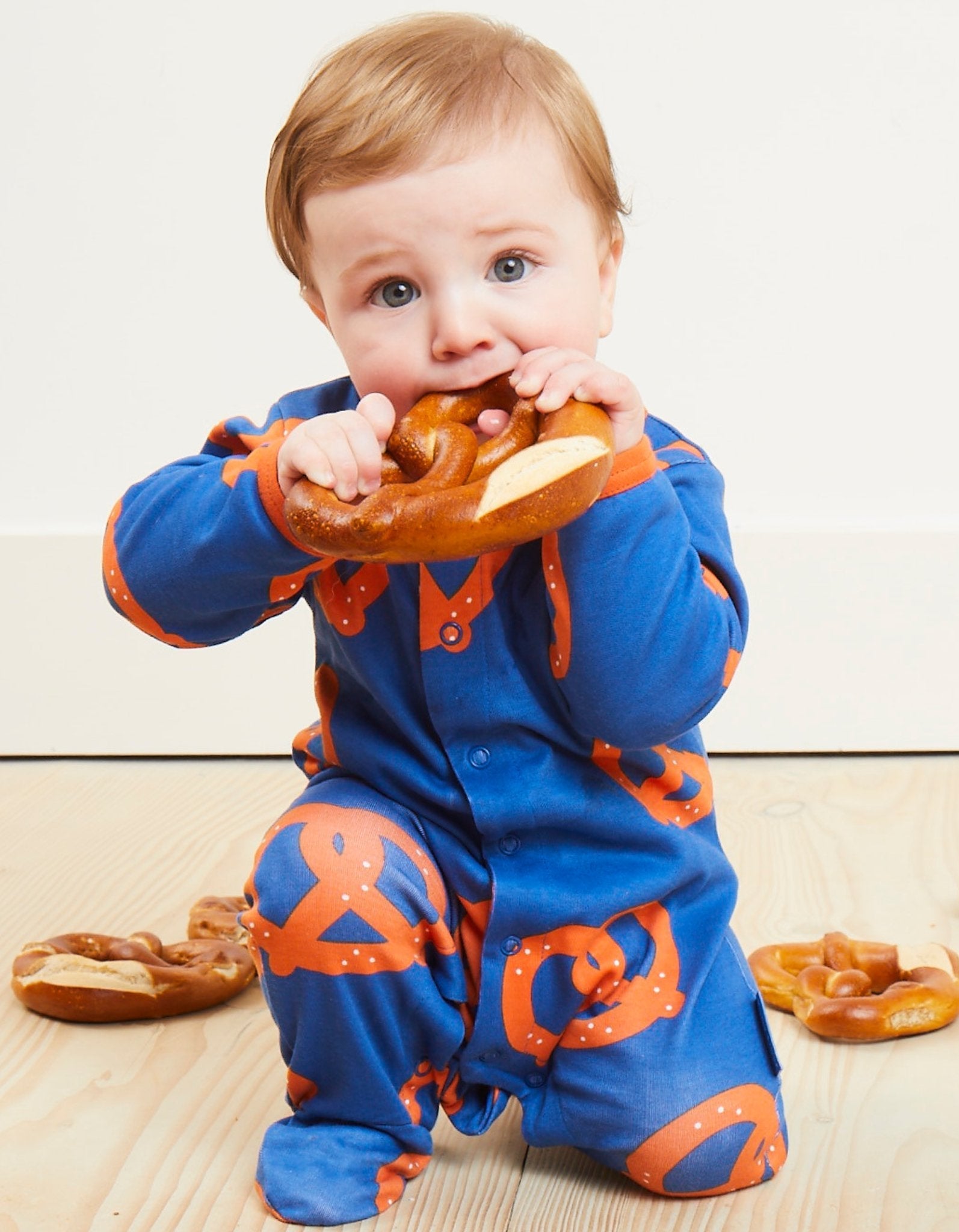 Organic Pretzel Print Babygrow | organic baby sleepwear UK — KIDDYKIND