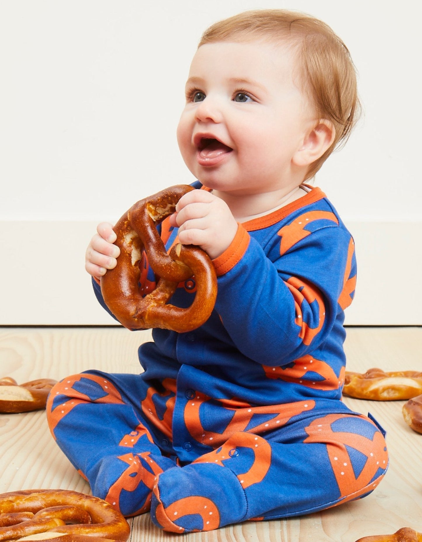 Organic Pretzel Print Babygrow | organic baby sleepwear UK — KIDDYKIND