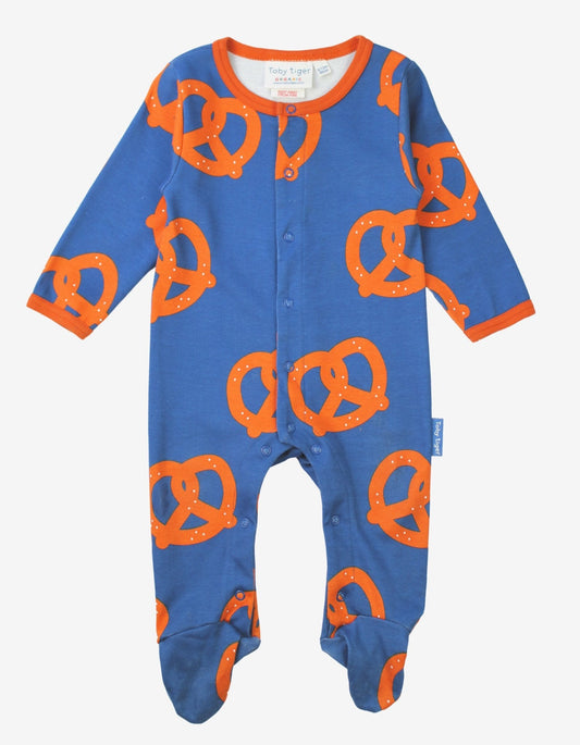 Organic Pretzel Print Babygrow | organic baby sleepwear UK — KIDDYKIND