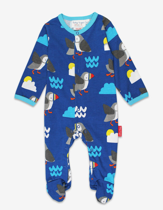 Organic Puffin Print Babygrow - Toby Tiger UK Retail
