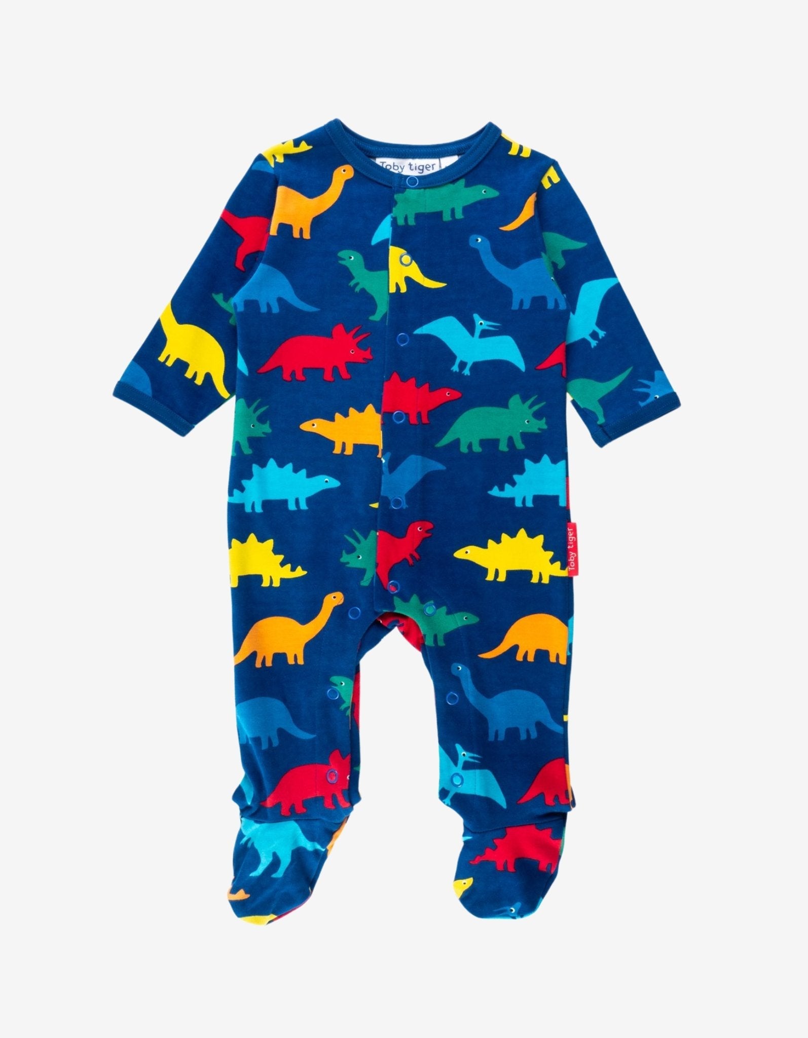 Organic Rainbow Dinosaur Print Babygrow - Toby Tiger