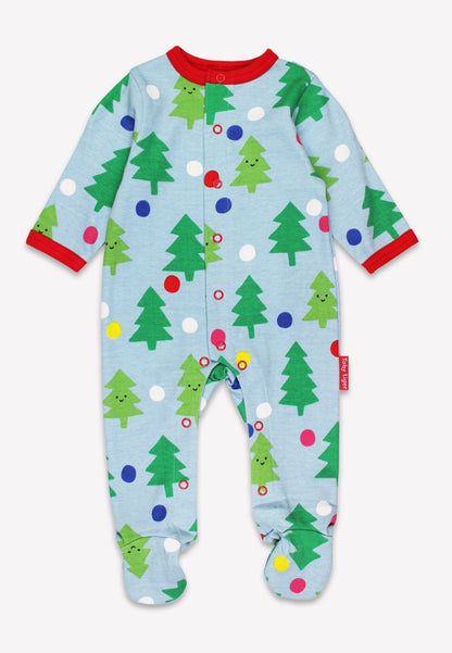 Natural baby sleep: Organic Christmas Tree Print Sleepsuit | KIDDYKIND