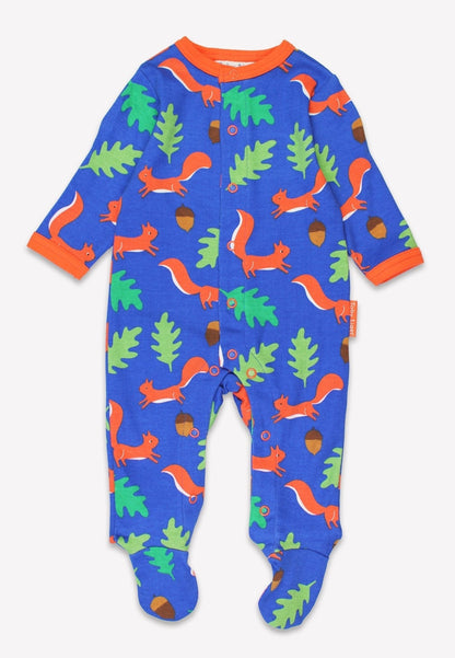Organic Squirrel Print Sleepsuit - Toby Tiger