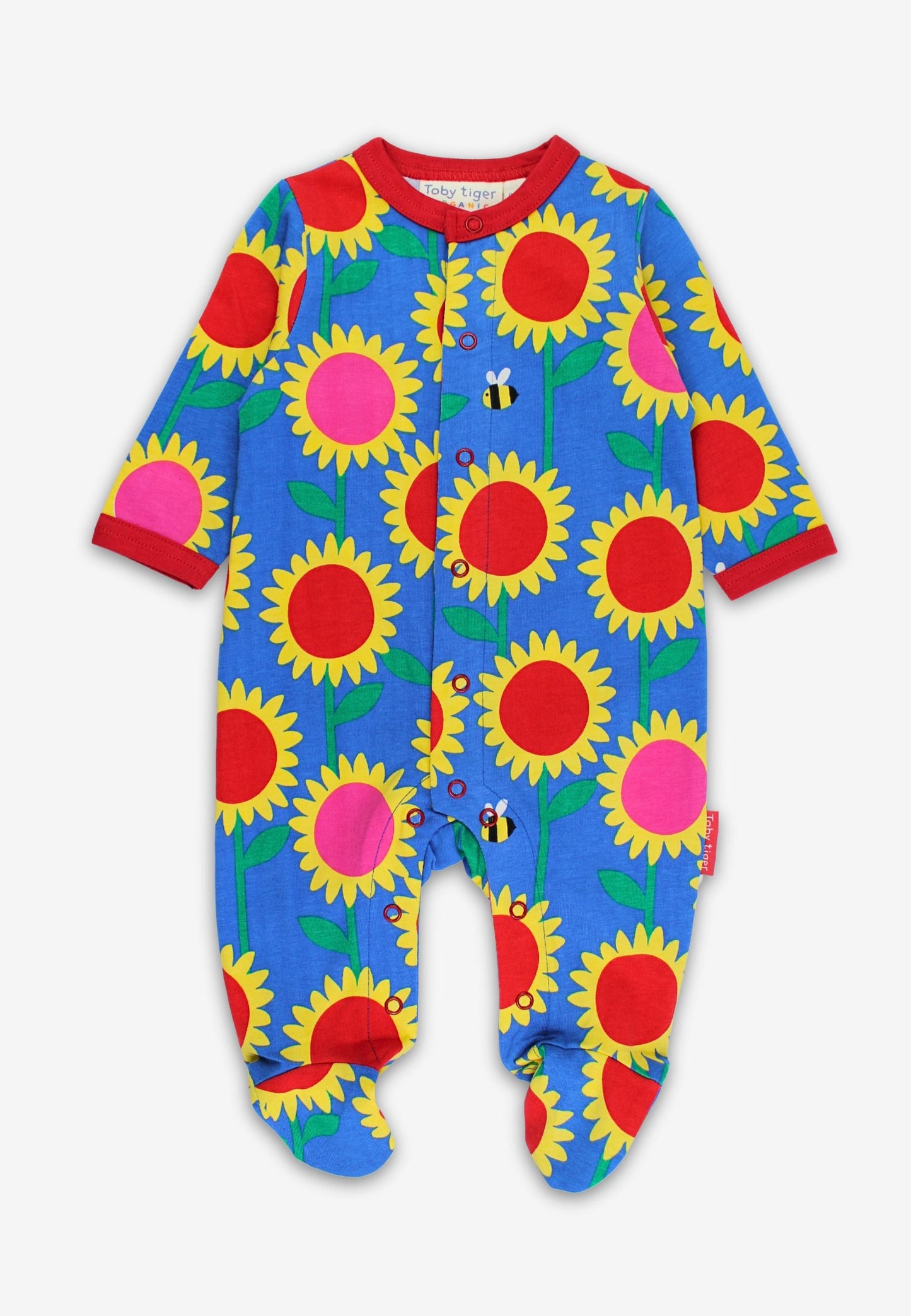 Natural baby sleep: Organic Sunflower Bee Print Sleepsuit | KIDDYKIND