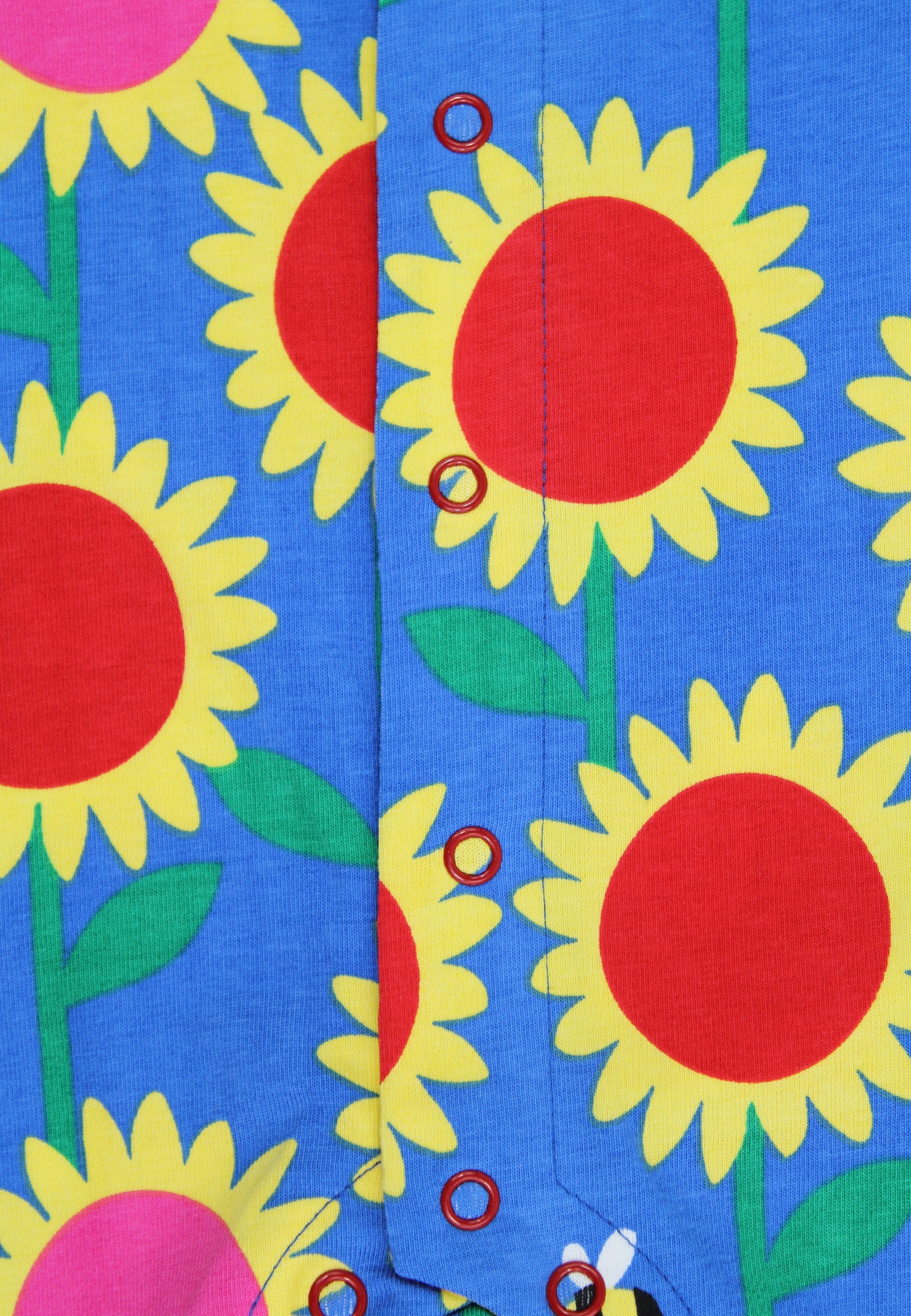 Natural baby sleep: Organic Sunflower Bee Print Sleepsuit | KIDDYKIND