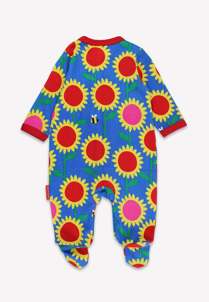 Natural baby sleep: Organic Sunflower Bee Print Sleepsuit | KIDDYKIND