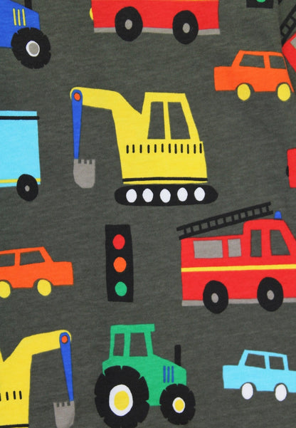 Organic Transport Print Sleepsuit | organic cotton kids pyjamas UK