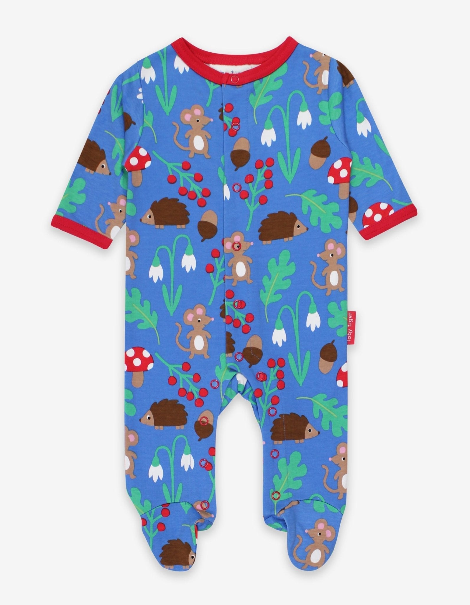 Organic Woodland Print Babygrow — Montessori wooden toy UK | KIDDYKIND