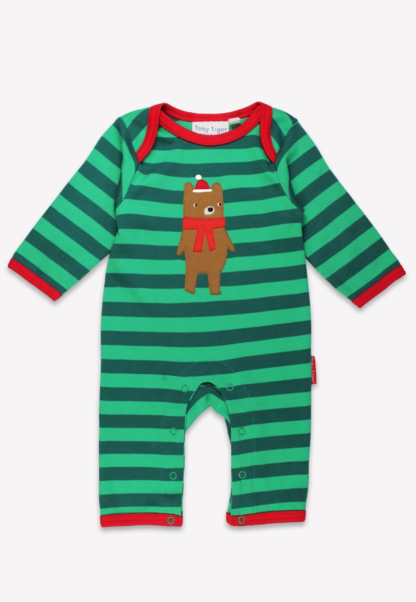 Organic baby bedding: Organic Christmas Bear Applique Sleepsuit | KIDDYKIND