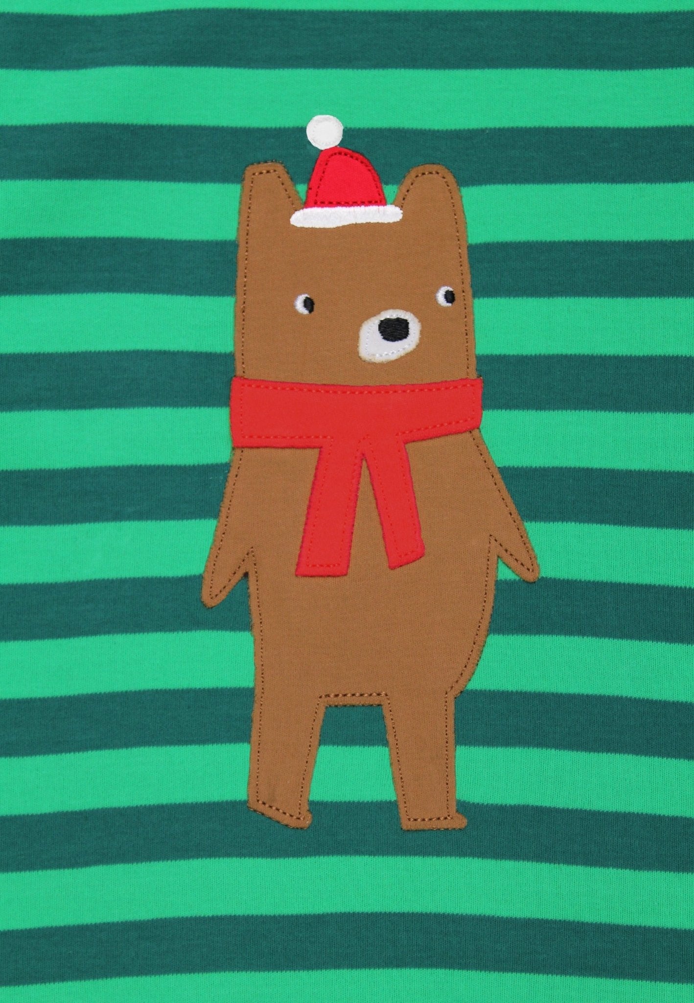 Organic baby bedding: Organic Christmas Bear Applique Sleepsuit | KIDDYKIND