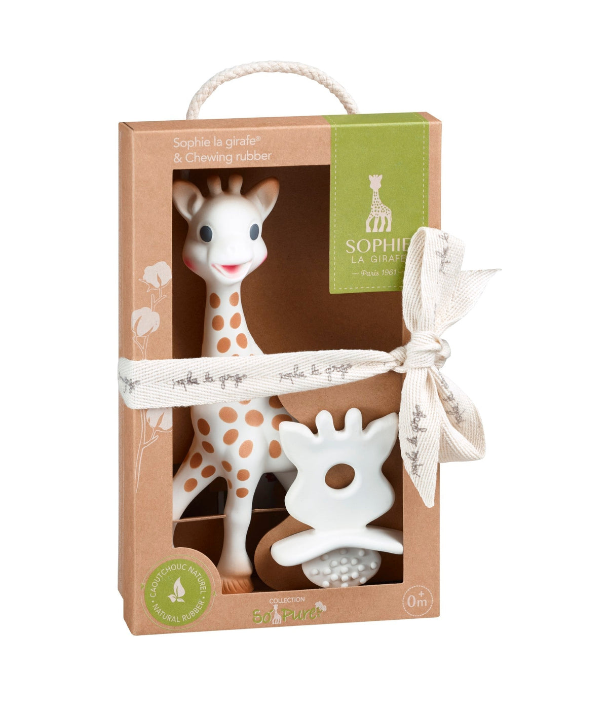 Sophie la girafe original giraffe and natural teether gift set, view 2