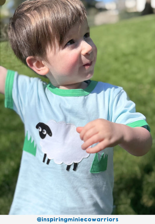 Organic Sheep Applique Short-Sleeved T-Shirt