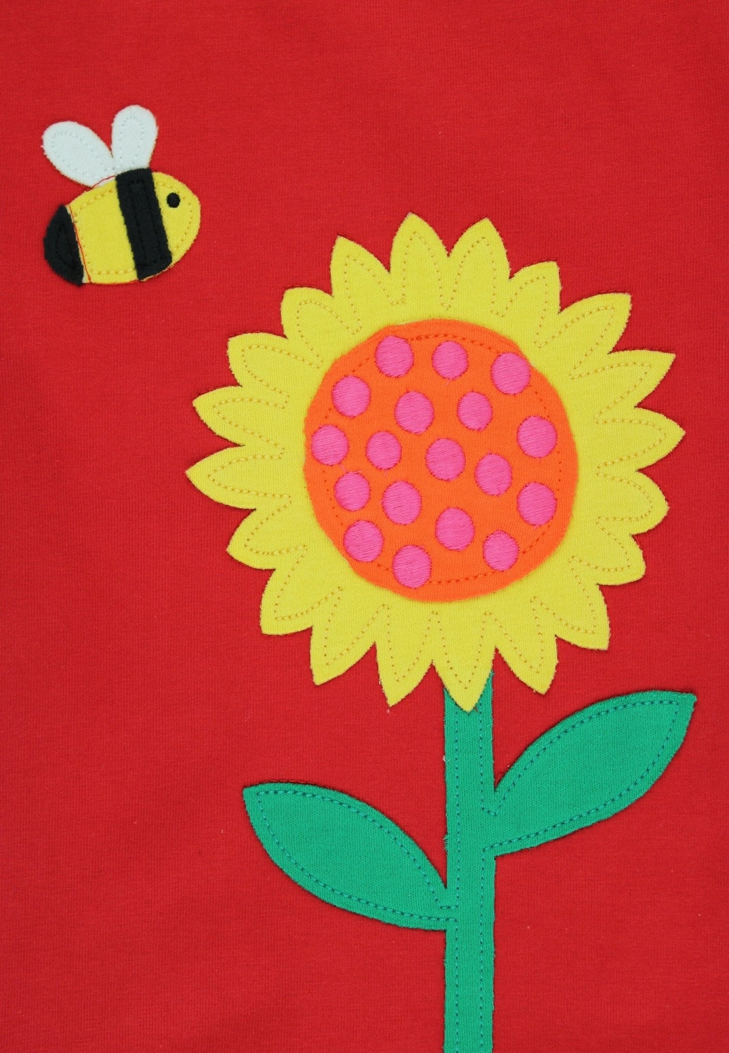 Organic Sunflower Bee Applique Short - Sleeved T-Shirt - Toby Tiger