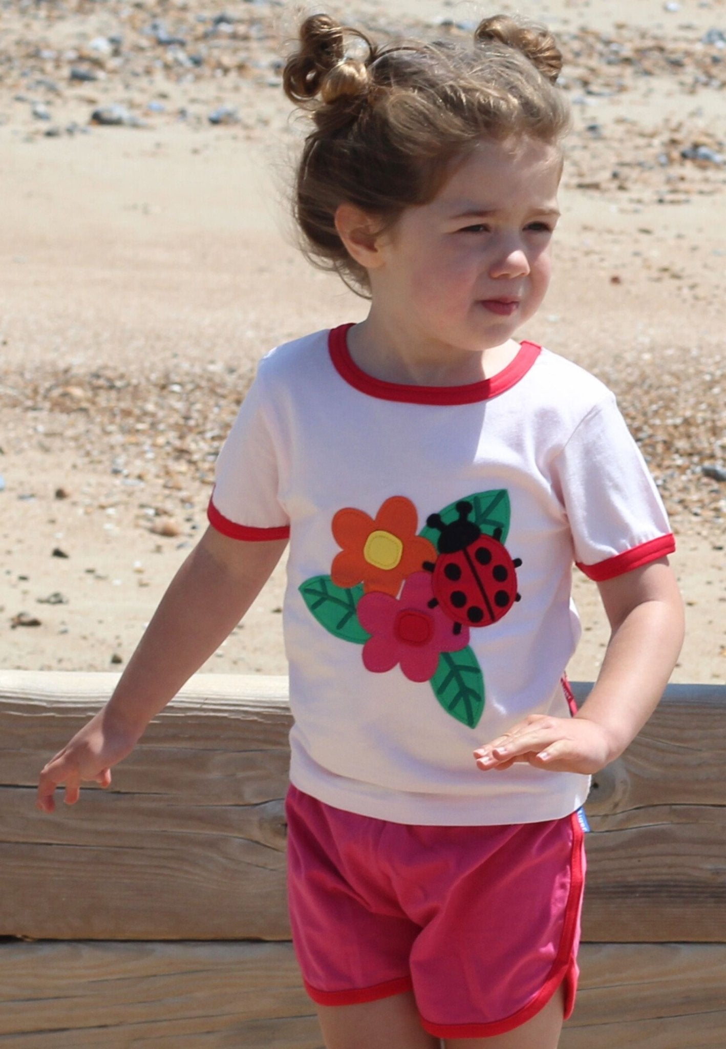 Organic Ladybird Applique Short-Sleeved T-Shirt by Toby Tiger, GOTS-certified, vetted by KIDDYKIND