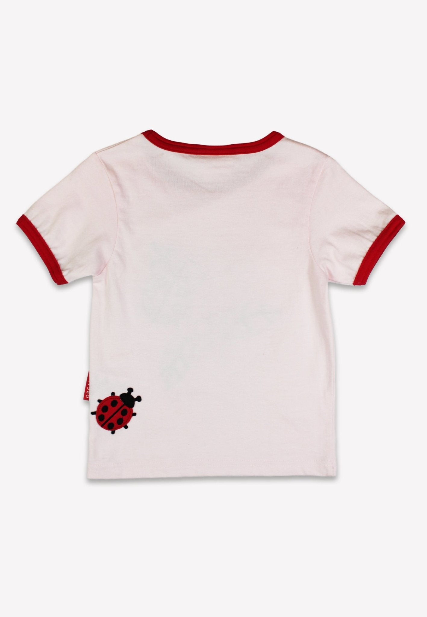 Organic Ladybird Applique Short-Sleeved T-Shirt by Toby Tiger, GOTS-certified, vetted by KIDDYKIND