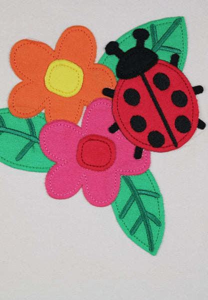 Organic Ladybird Applique Short-Sleeved T-Shirt by Toby Tiger, GOTS-certified, vetted by KIDDYKIND