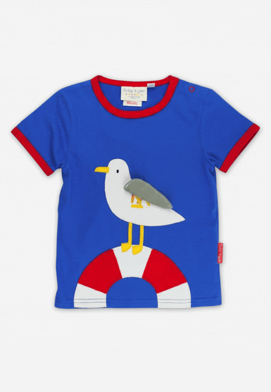 Organic Seagull Harbour Applique Short-Sleeved T-Shirt