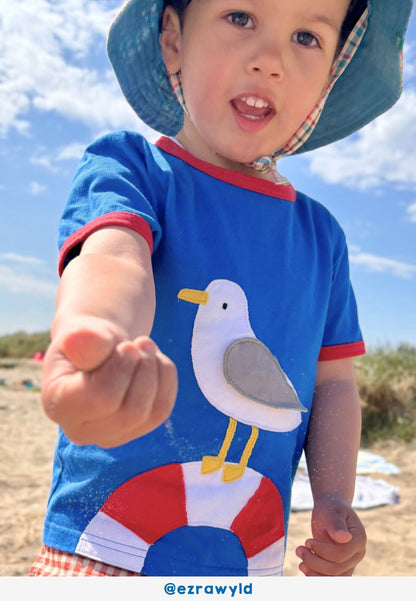 Organic Seagull Harbour Applique Short-Sleeved T-Shirt