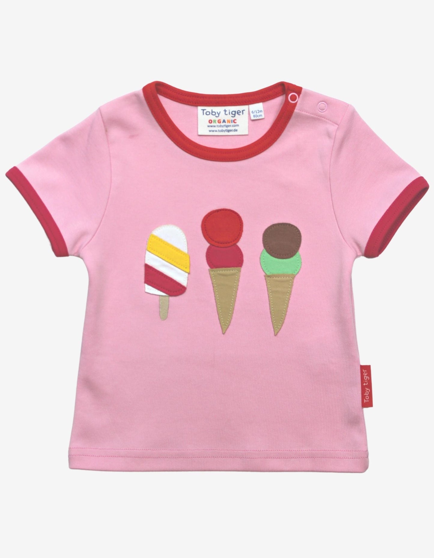 Organic Ice Cream Applique T-Shirt by Toby Tiger, GOTS-certified, vetted by KIDDYKIND