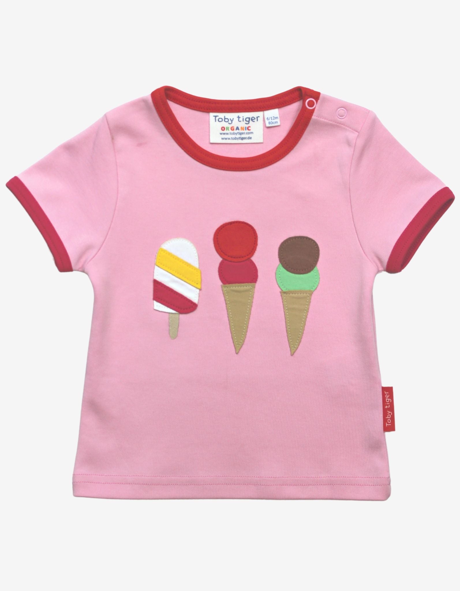 Organic Ice Cream Applique T-Shirt by Toby Tiger, GOTS-certified, vetted by KIDDYKIND