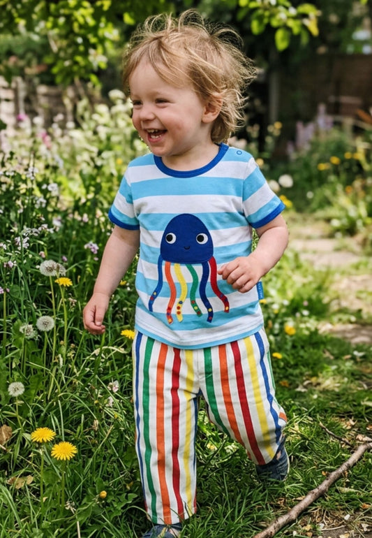 Organic Jellyfish Applique Short-Sleeved T-Shirt - Toby Tiger UK