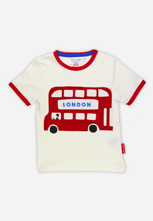 Organic London Bus Applique Short-Sleeved T-Shirt