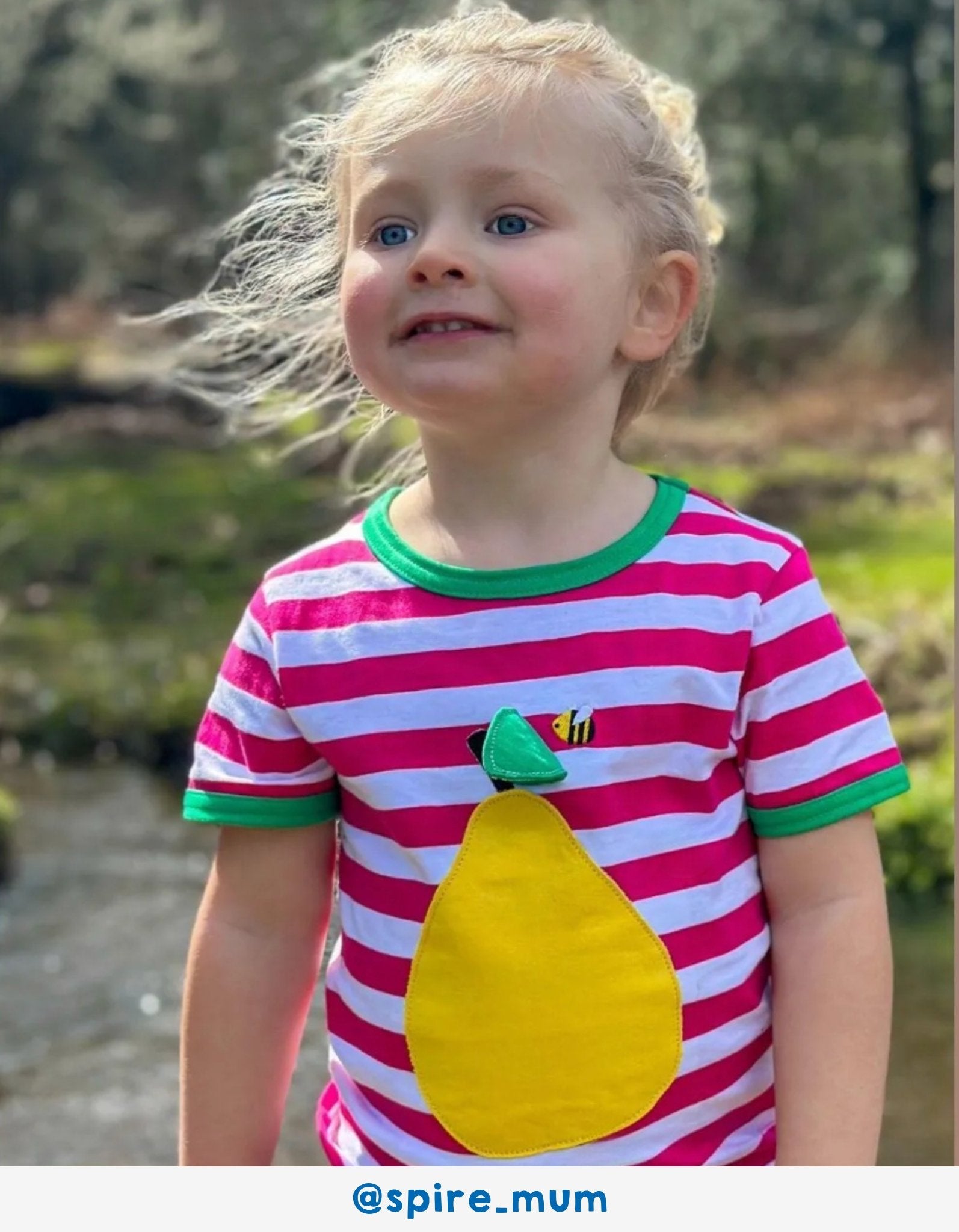 Organic Pear Applique Short-Sleeved T-Shirt