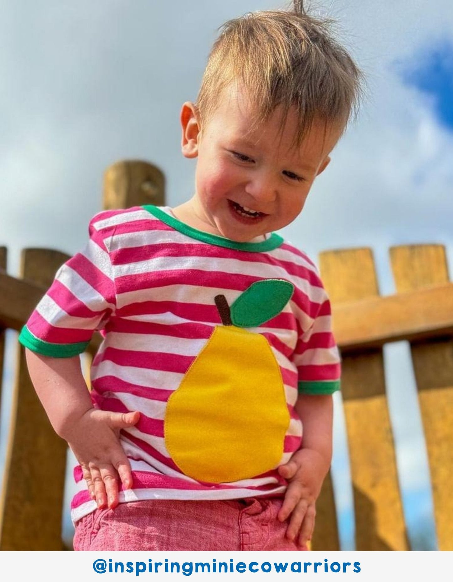 Organic Pear Applique Short-Sleeved T-Shirt by Toby Tiger, GOTS-certified, vetted by KIDDYKIND