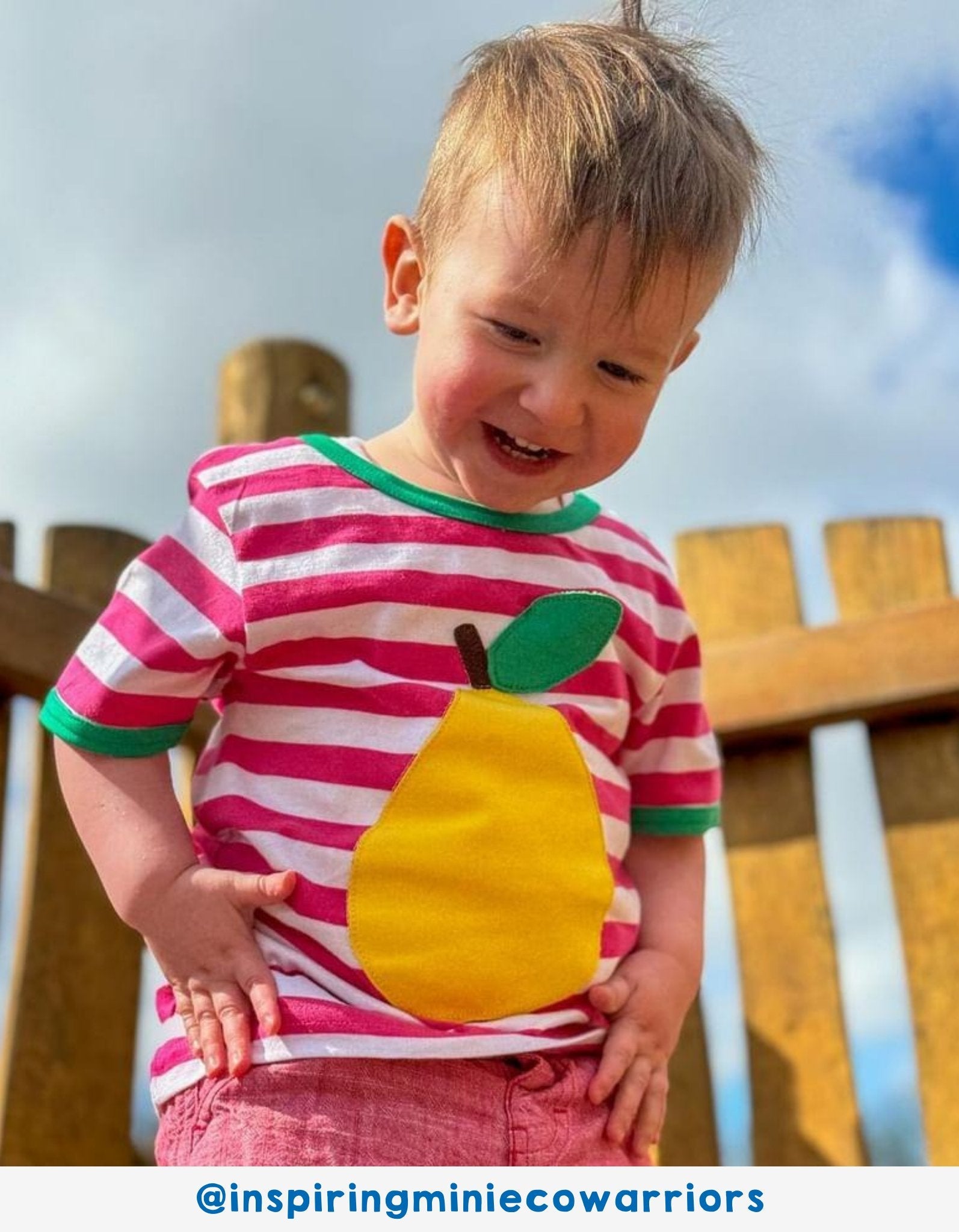 Organic Pear Applique Short-Sleeved T-Shirt by Toby Tiger, GOTS-certified, vetted by KIDDYKIND