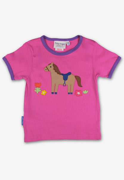 Organic Hillside Pony Applique Short Sleeved T-Shirt - Toby Tiger