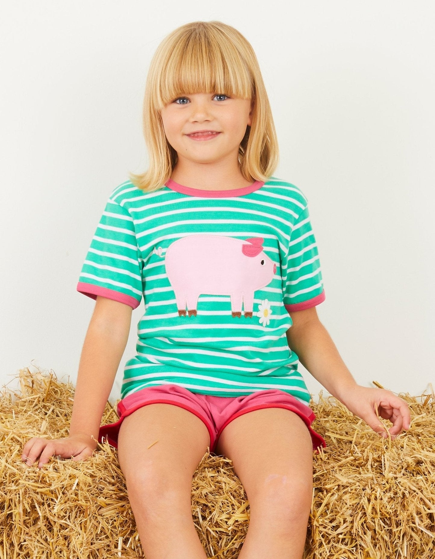 Organic Pig Applique Short-Sleeved T-Shirt