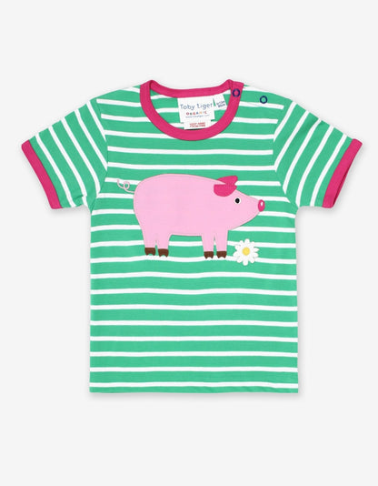 Organic Pig Applique Short-Sleeved T-Shirt