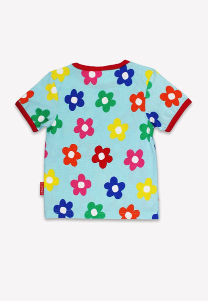 Organic Rainbow Bloom Bunny Pocket Applique Short Sleeved T-Shirt - Toby Tiger