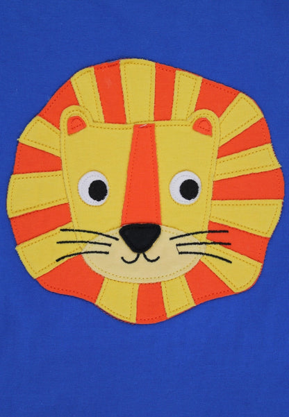Organic Lion Head Applique Short - Sleeved T-Shirt - Toby Tiger
