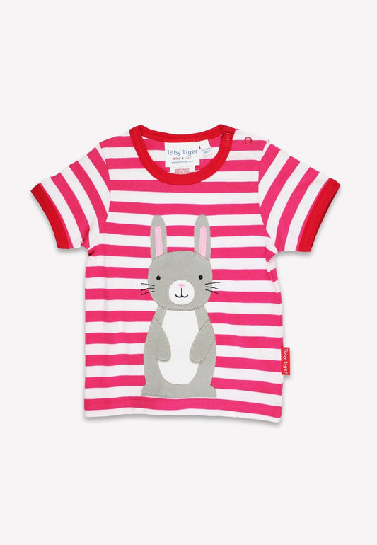 Organic Bunny Applique Short-Sleeved T-Shirt by Toby Tiger, GOTS-certified, vetted by KIDDYKIND