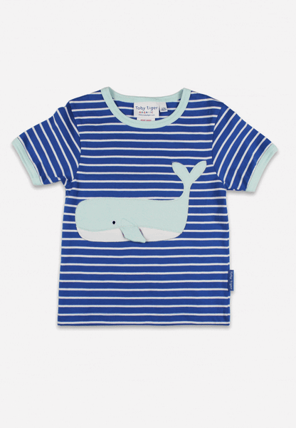 Organic Whale Waves Applique Short-Sleeved T-Shirt