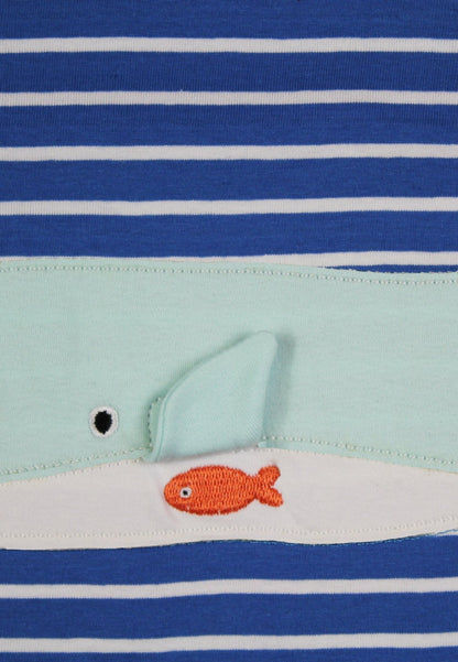 Organic Whale Waves Applique Short Sleeved T-Shirt - Toby Tiger