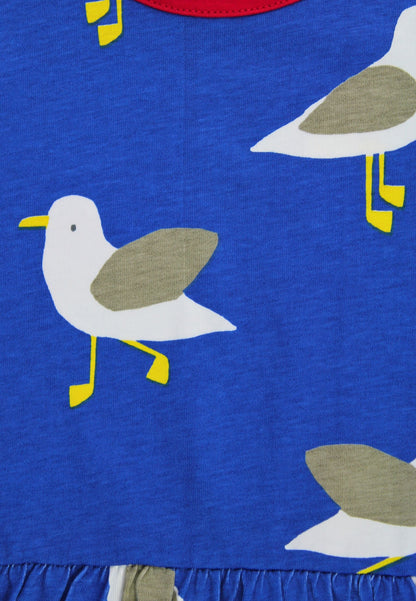 Organic Seagull Harbour Print Summer Dress by Toby Tiger, GOTS-certified, vetted by KIDDYKIND