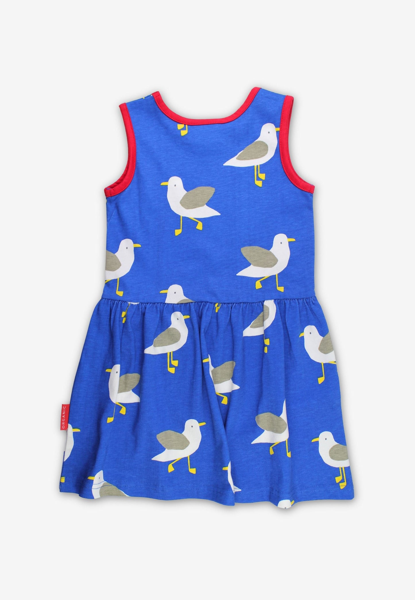 Organic Seagull Harbour Print Summer Dress by Toby Tiger, GOTS-certified, vetted by KIDDYKIND
