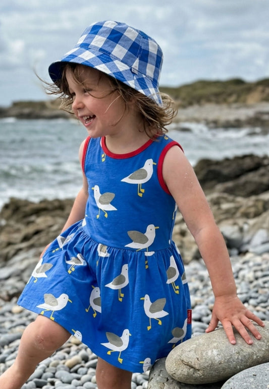 Organic Seagull Harbour Print Summer Dress - Toby Tiger UK