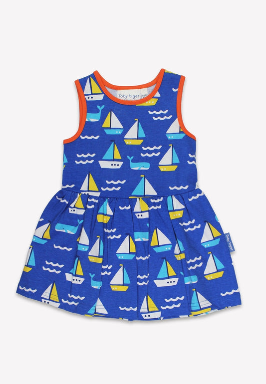 Organic St Ives Print Summer Dress by Toby Tiger, GOTS-certified, vetted by KIDDYKIND