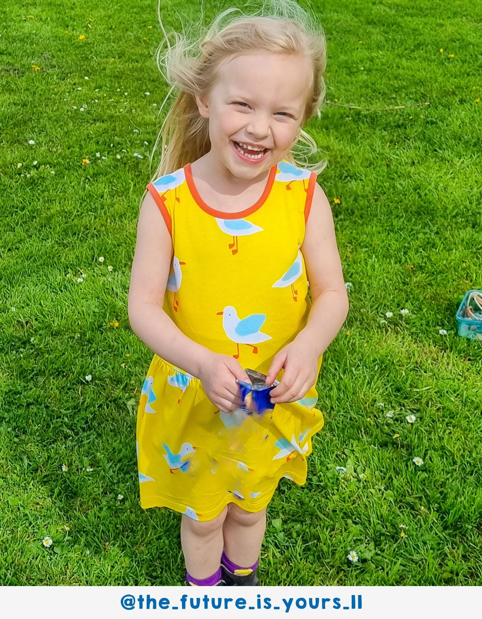 Organic Yellow Seagull Print Summer Dress - Toby Tiger UK Retail