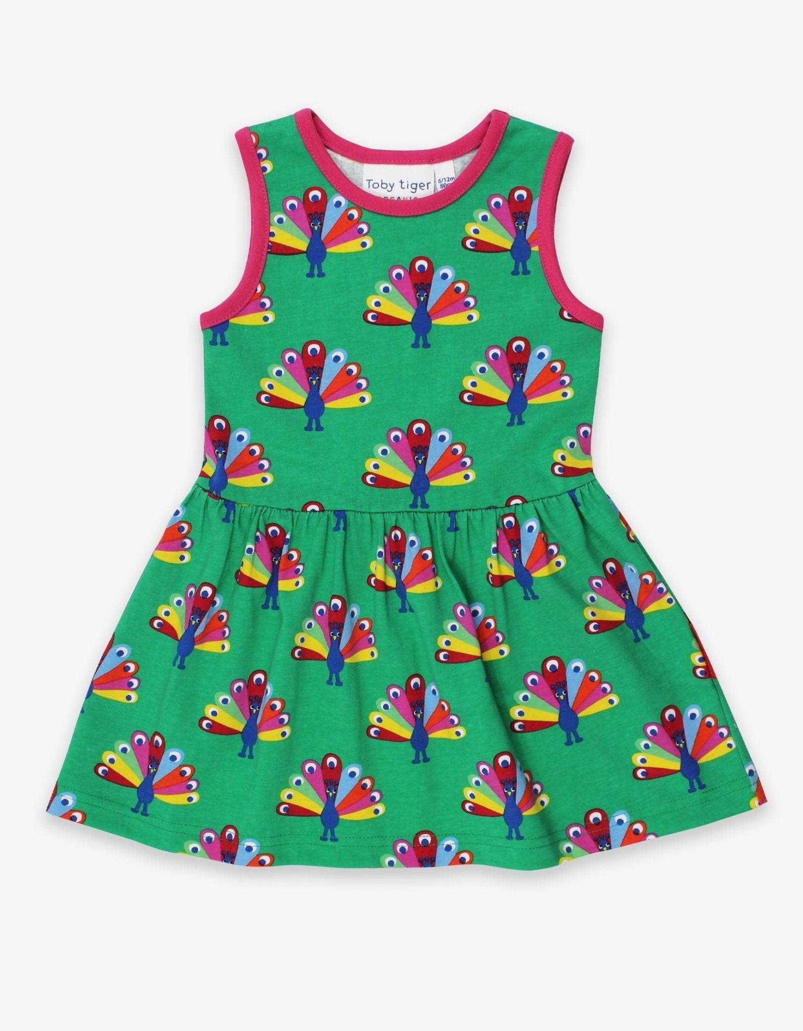 Organic Peacock Print Summer Dress - Toby Tiger